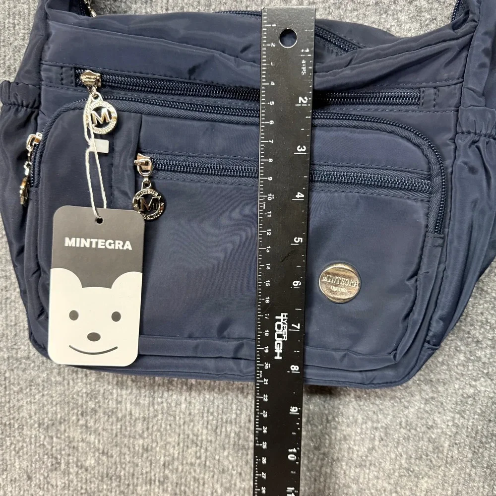Mintegra Crossbody Bag Women Medium Navy Blue Nylon Multi-Pocket Travel NWT